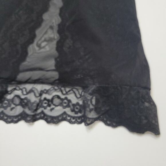 Munao Intimo Lingerie Women 34 Small Slip Black Short Open Front Lace Padded Top - Picture 9 of 12